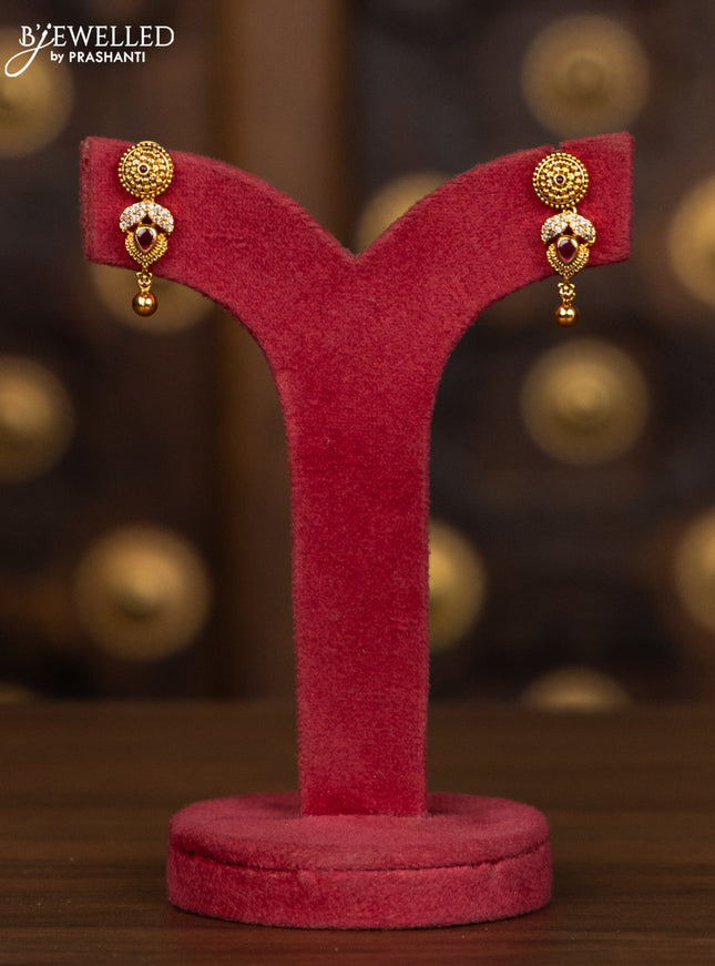 Antique haaram with kemp and cz stones in golden beads hangings