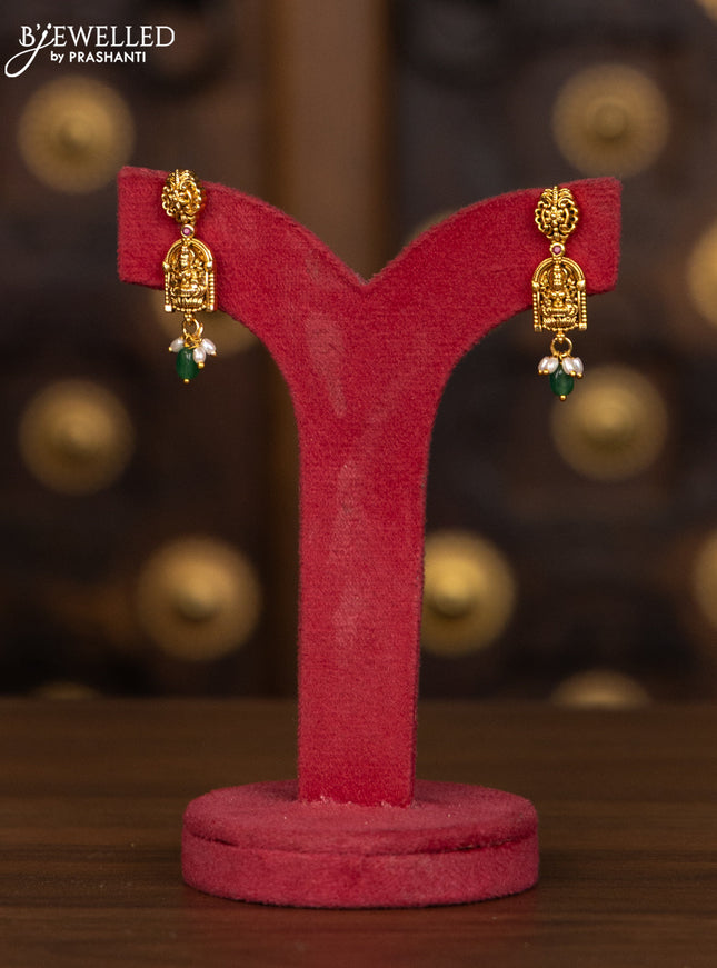 Antique haaram lakshmi kasu design with pink kemp stones