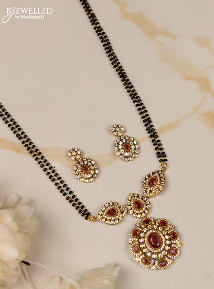 Mangalsutra double layer with ruby and cz stones