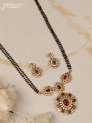 Mangalsutra double layer with ruby and cz stones