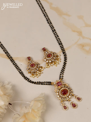 Mangalsutra double layer with ruby and cz stones in hangings