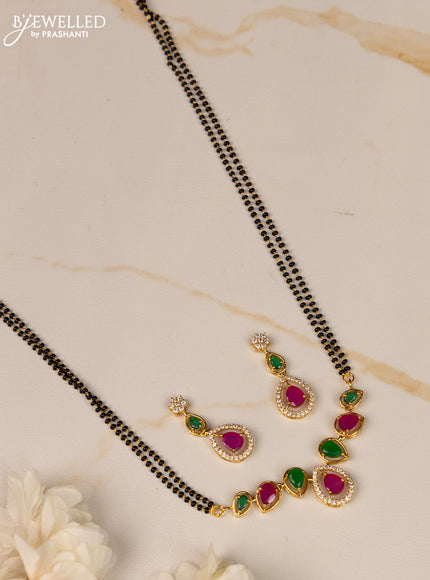 Mangalsutra double layer with kemp and cz stones