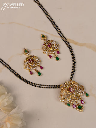 Mangalsutra double layer elephant design with kemp and cz stones in hangings