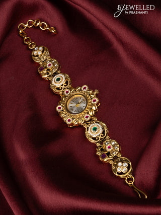 Watches with kemp jadau and kundan cz stones