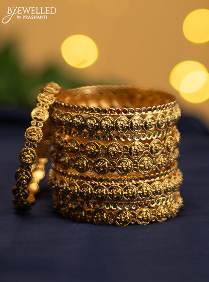 Antique rajawadi bangle lakshmi design with kemp and cz stones