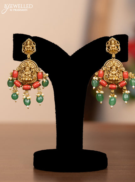 Antique haram lakshmi design with pavalam and green beads hangings