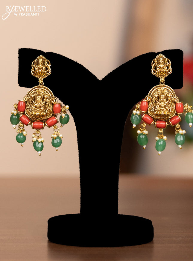 Antique haram lakshmi design with pavalam and green beads hangings