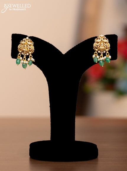 Antique haram lakshmi kaasu design with green beads hangings