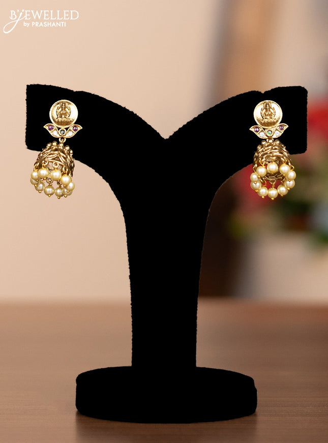 Antique haram lakshmi kaasu design with run and emerald stones