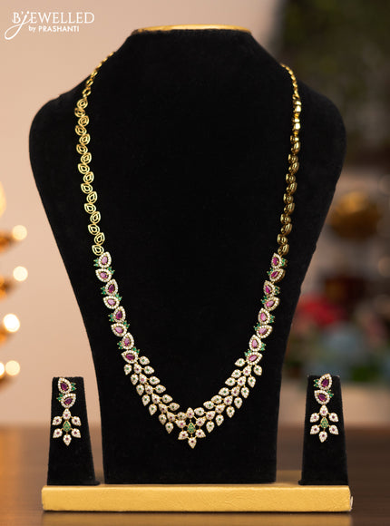 Antique haram leaf design with ruby ,cz and emerald stones