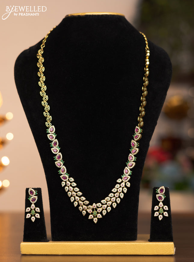 Antique haram leaf design with ruby ,cz and emerald stones