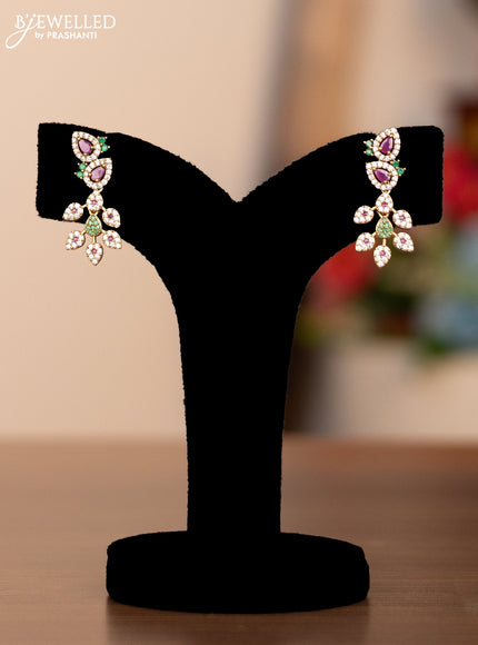 Antique haram leaf design with ruby ,cz and emerald stones