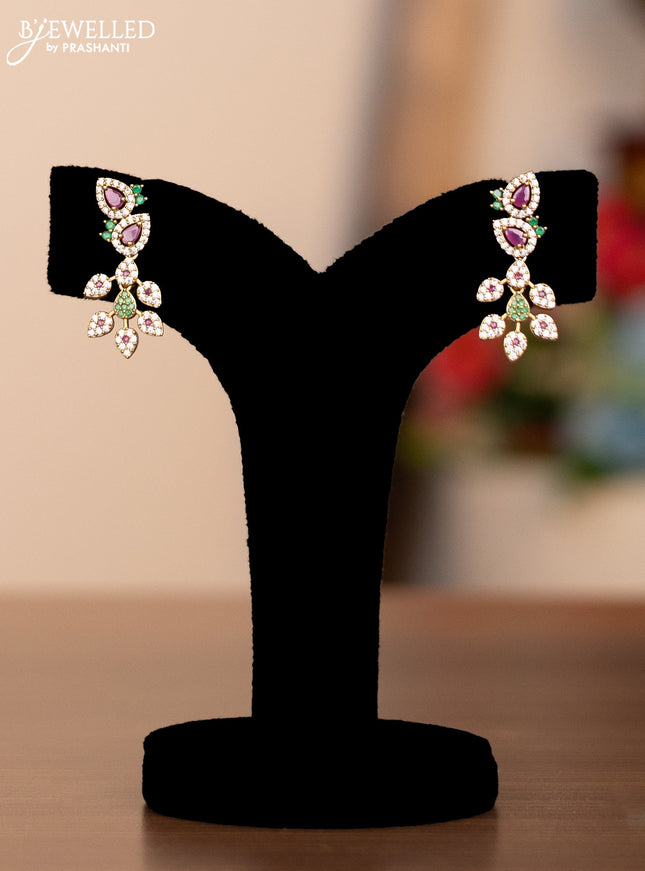 Antique haram leaf design with ruby ,cz and emerald stones