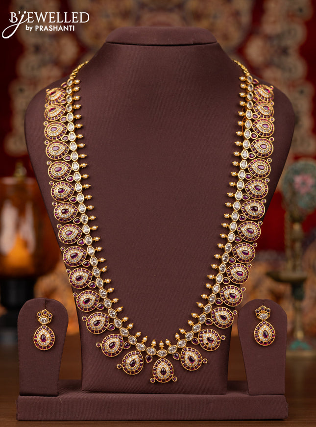 Antique haram with pink kemp & cz stones and pearls