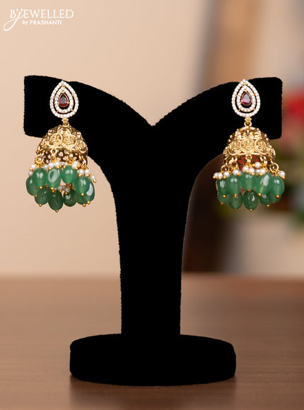 Antique haram lakshmi kasu mala design with ruby ,emerald and gold beads and pearl hangings