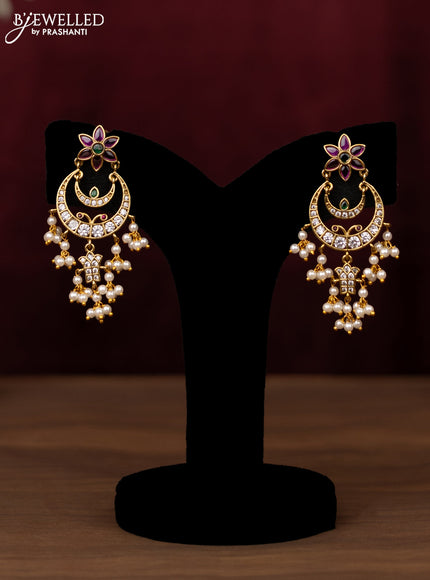 Antique guttapusalu Necklace double peacock design with kemp stones and pearl hangings