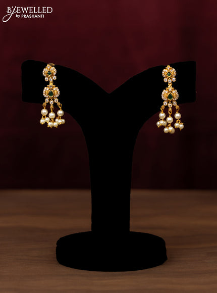 Antique guttapusalu Necklace with kemp,cz stones and pearl hangings