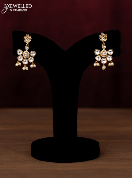 Antique guttapusalu Necklace floral design with kemp,cz stones and pearl hangings