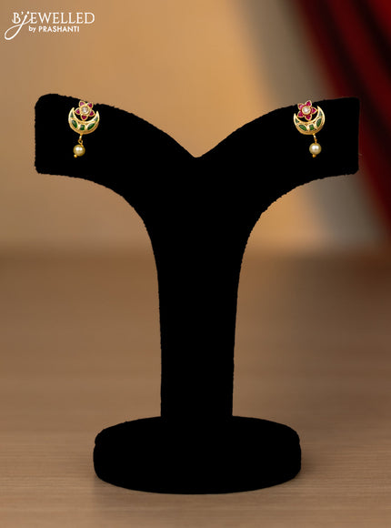 Antique Attigai Necklace chandbali design with ruby and emerald stones