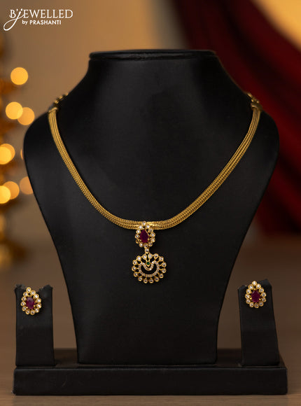 Antique Attigai Necklace with ruby,cz and emerald stones