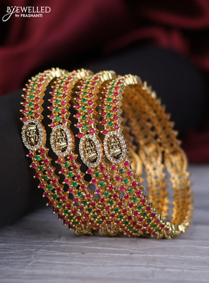 Antique bangles lakshmi design with kemp and cz stones