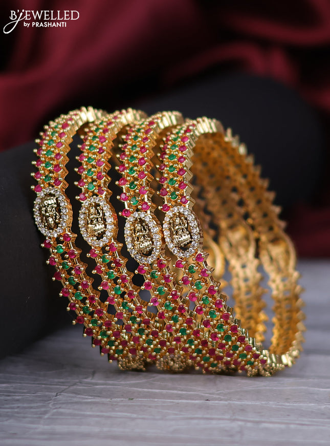Antique bangles lakshmi design with kemp and cz stones