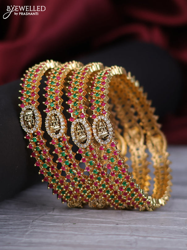 Antique bangles lakshmi design with kemp and cz stones