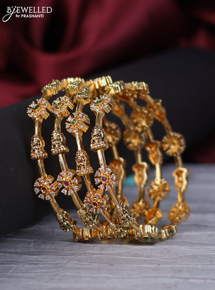 Antique bangles lakshmi design with kemp and cz stones