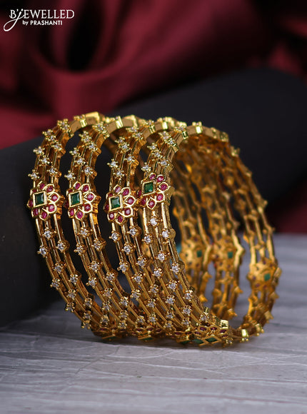 Antique bangles floral design with kemp and cz stones