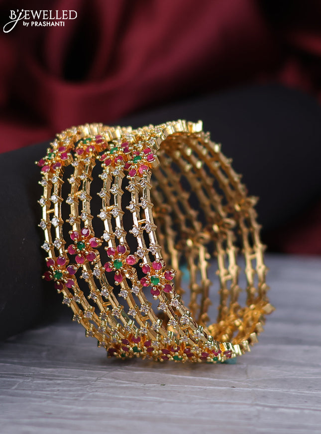 Antique bangles floral design with kemp and cz stones