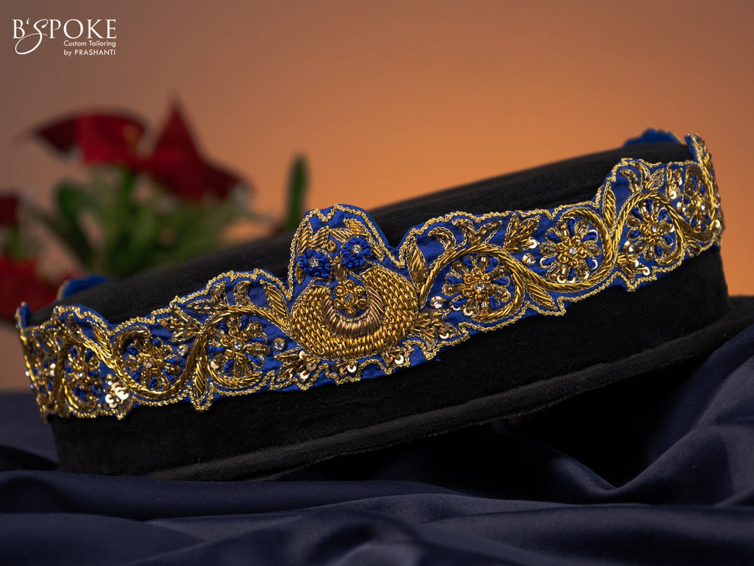 Hip belt cs blue with zardosi & sequin work