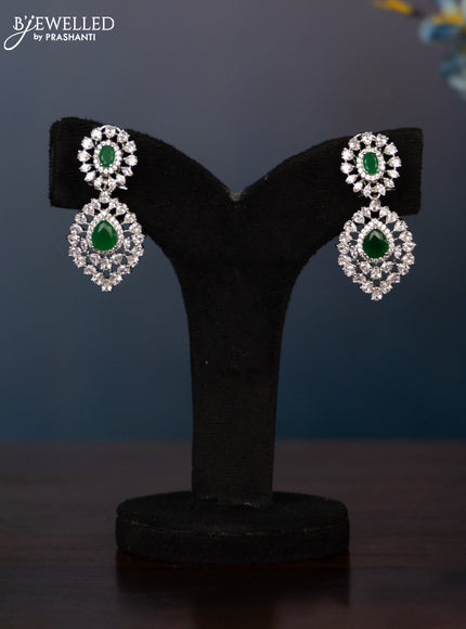 Zircon necklace two layer in floral design with green stones