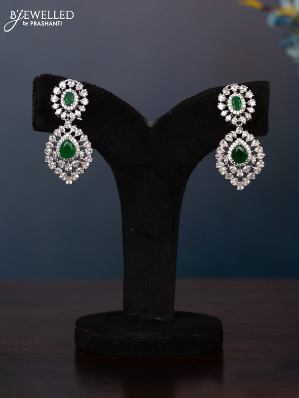 Zircon necklace two layer in floral design with green stones