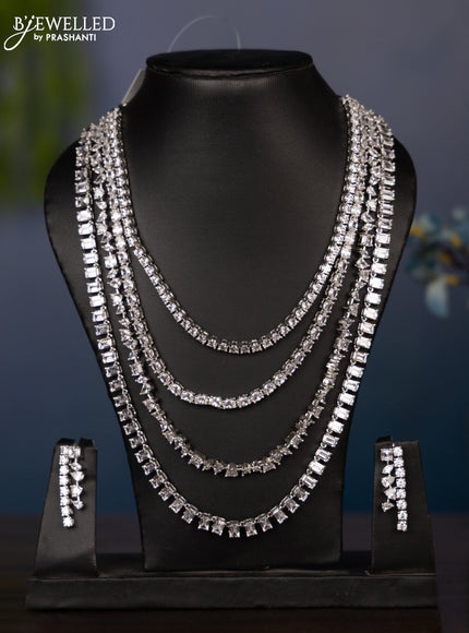 Zircon necklace four layer arranged in ascending order