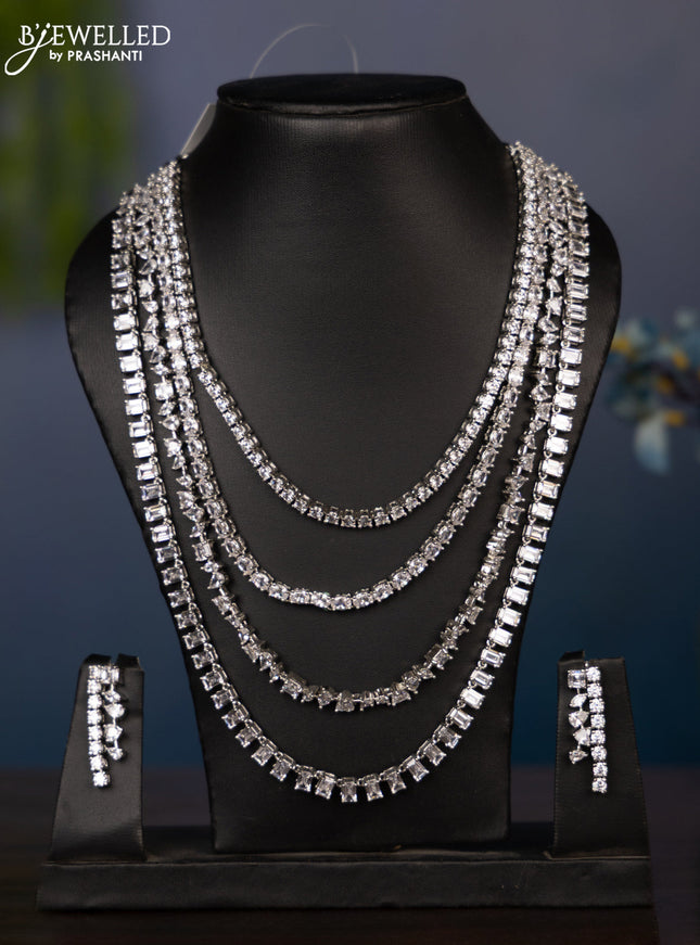 Zircon necklace four layer arranged in ascending order