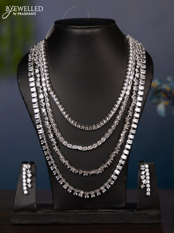 Zircon necklace four layer arranged in ascending order