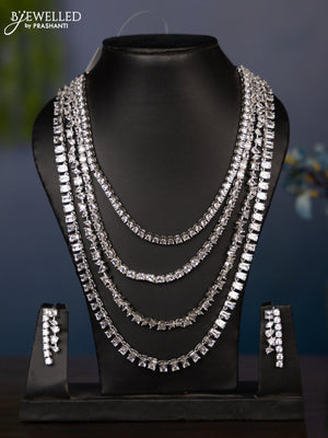Zircon necklace four layer arranged in ascending order