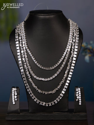 Zircon necklace four layer arranged in ascending order