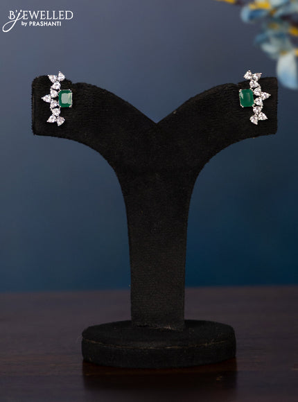 Zircon necklace three layer in green and white cz stones