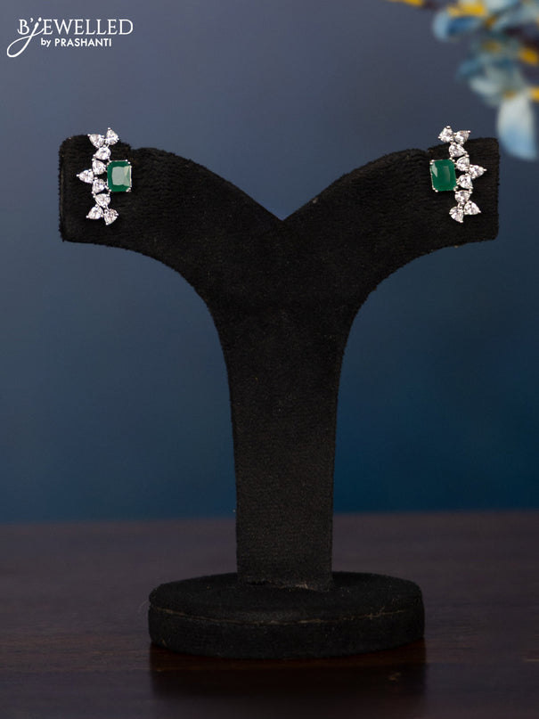 Zircon necklace three layer in green and white cz stones