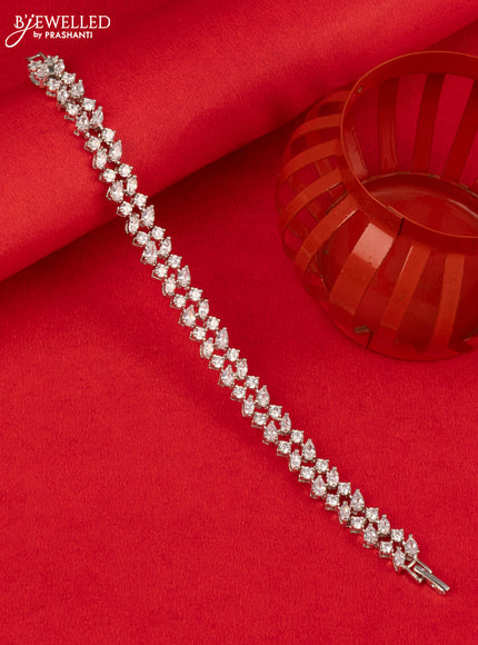 Bracelet with combination of leaf and sqaure cz stones