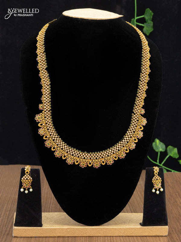 Antique haaram with kemp and cz stones