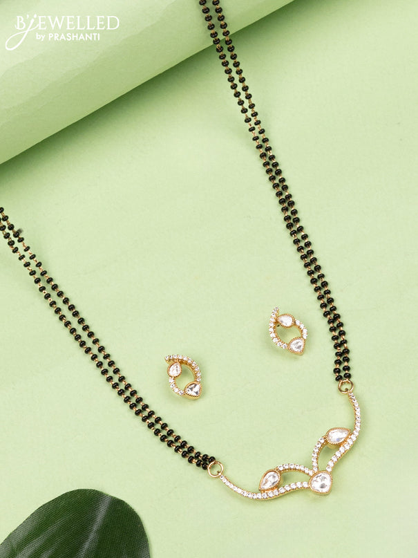 Mangalsutra double layer with kundan and cz stones