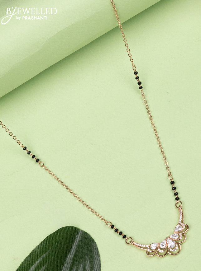 Mangalsutra with cz stones in rose gold finish without earrings