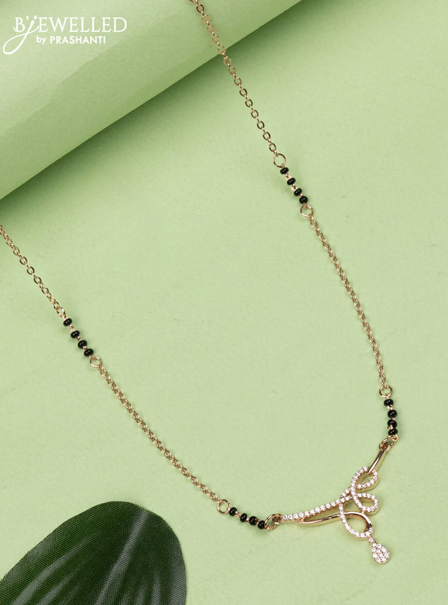 Mangalsutra with cz stones in rose gold finish without earrings