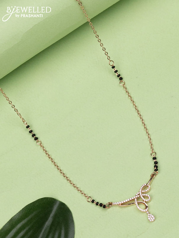 Mangalsutra with cz stones in rose gold finish without earrings