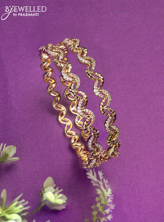 Bangles with cz stones in gold finish