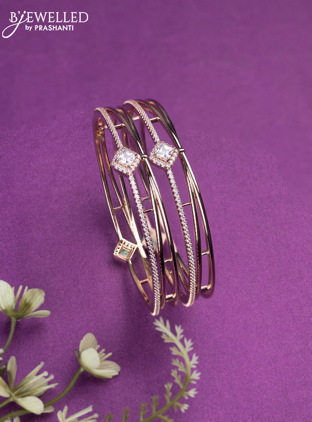 Bangles with cz stones in rose gold finish
