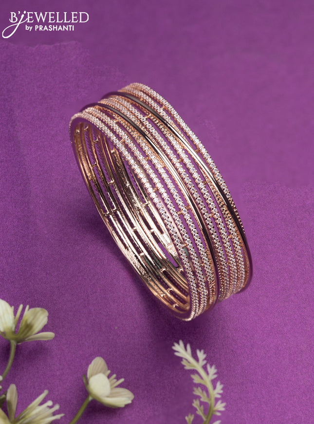 Bangles with cz stones in rose gold finish