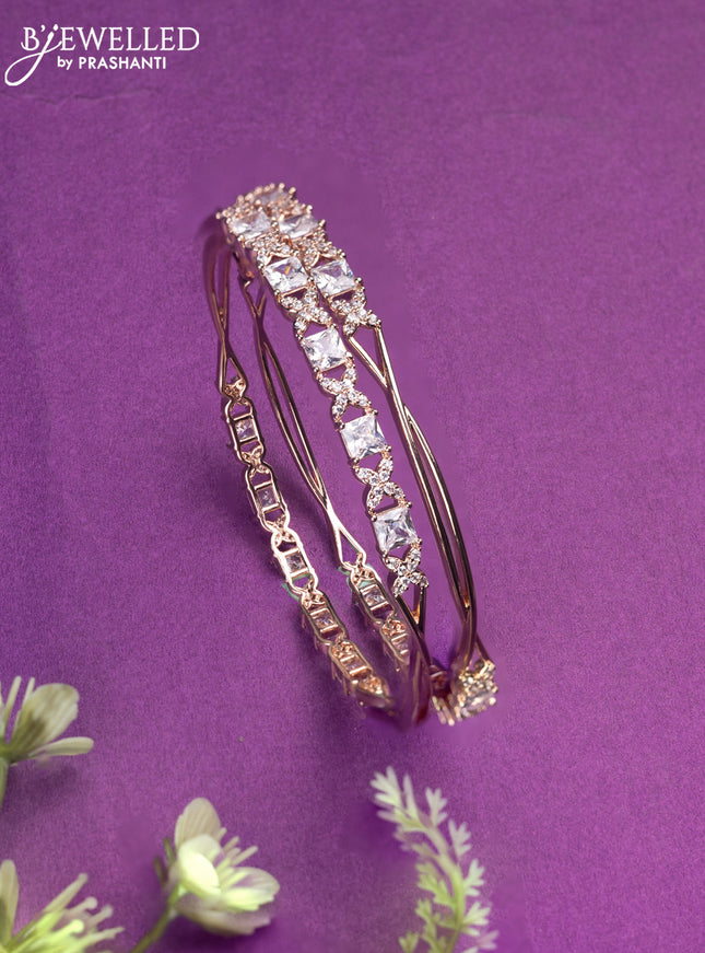 Bangles with cz stones in rose gold finish